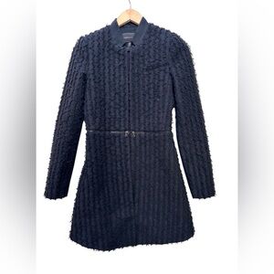 BCBGMAXAZRIA Arelia Women's Zippered Waist Kiss Front Coat textured xs